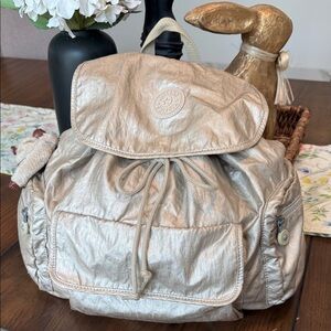 Kipling Metallic Champagne Backpack